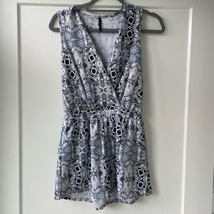 Romper - Blue & White Paisley
